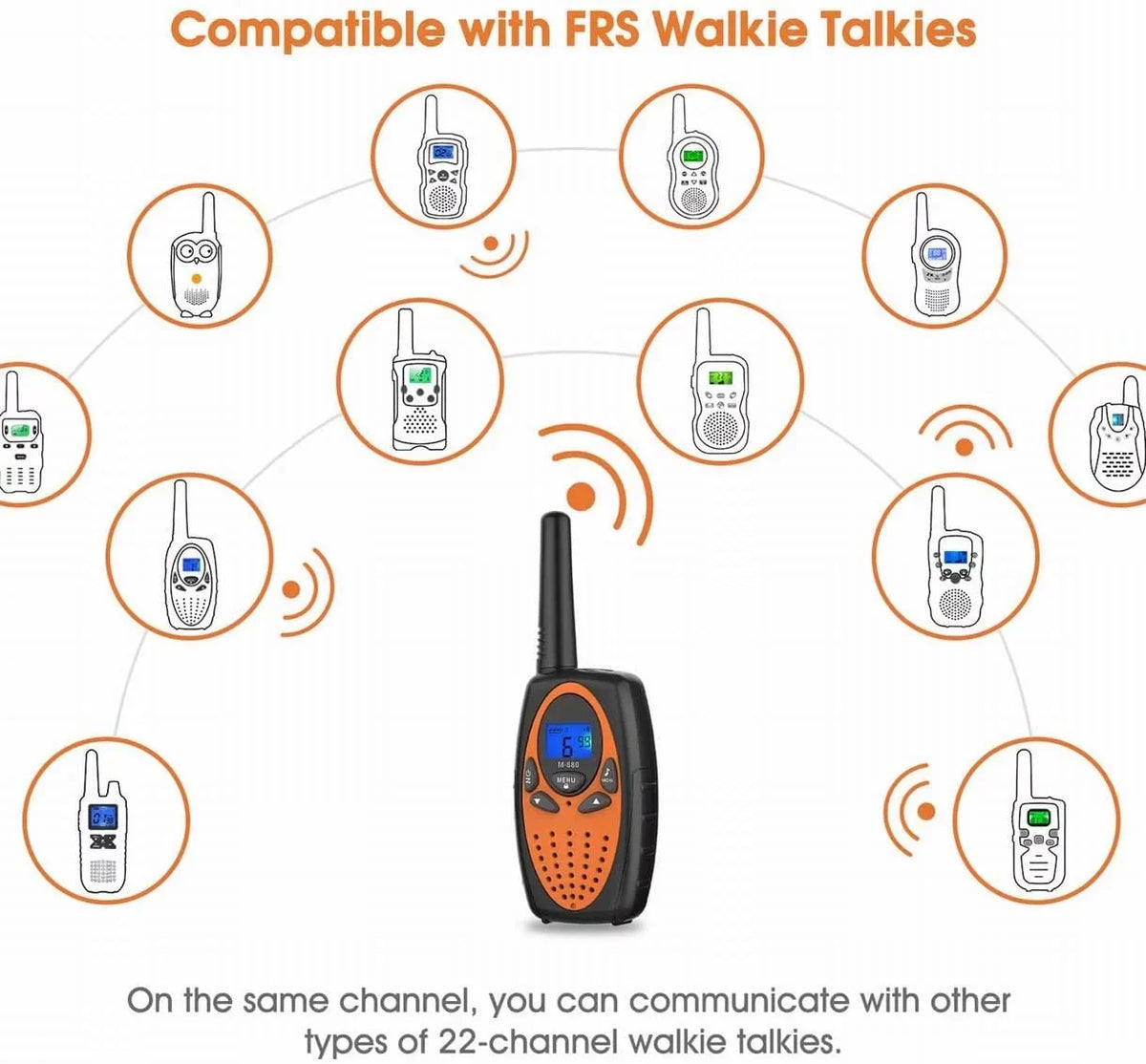 Way for Range Adults, Women Cruise Noise Kids FRS Walki Ship for Talki Free Long 1) Camping Cancelling with in Walkie Radios /Hands Talkie (Orange Two Hiking 2