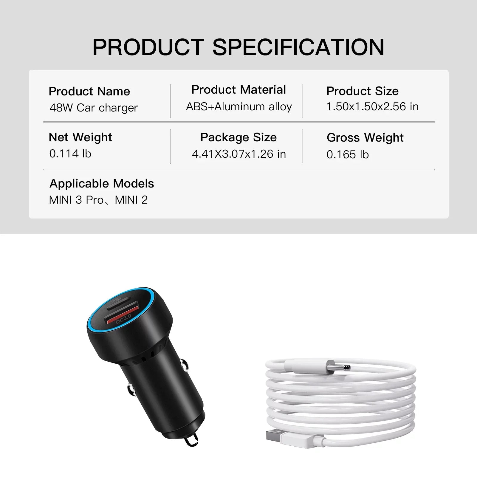 QC3.0 Pro Car Super Adapter 2/Mini DJI Mini Charging Fast Charger PD 3 USB-C for