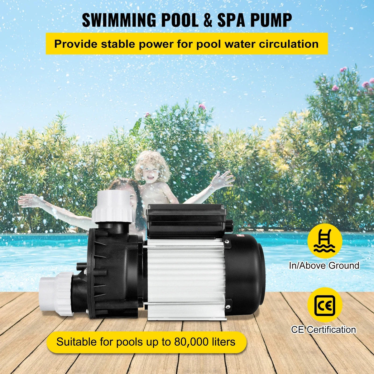 Priming Pump BENTISM Swimming Self Filter 1HP 750W Electric Spa Pool Water