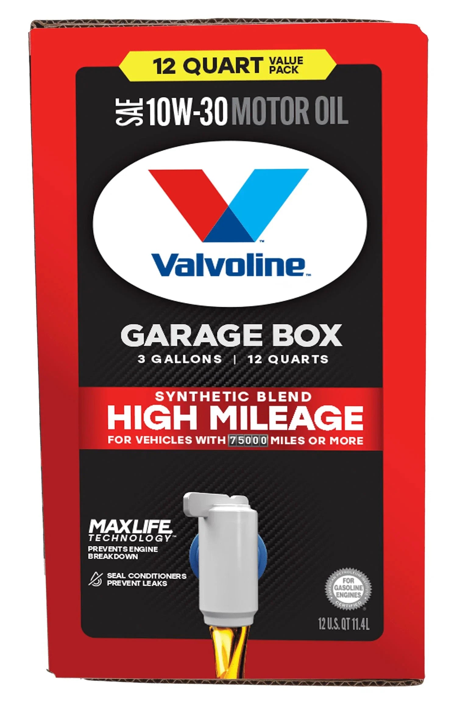 MaxLife QT Synthetic 12 Box Valvoline High Garage 10W-30 Motor Mileage Blend Oil