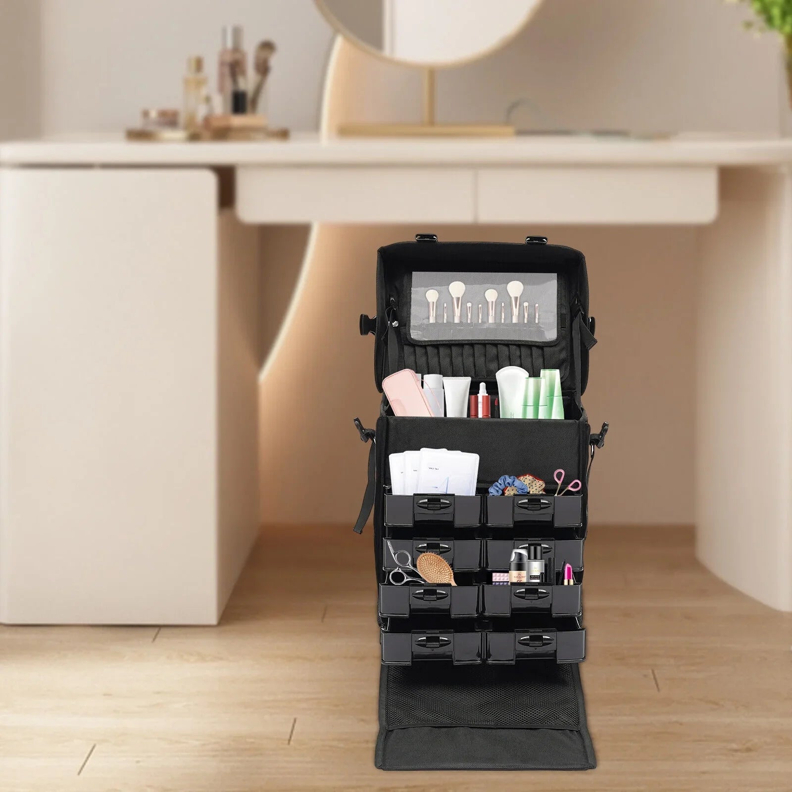 Make Up Rolling Wheels Trolley, Trolley, Suitcase Cosmetic Case, with Makeup Makeup Case Suitcase Cosmetic