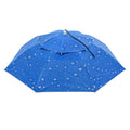 Head Double Blue Cap Layer Umbrella OD Uxcell 37.4" Rain Strip, with Sun Folding Oxford Hat, Fabric