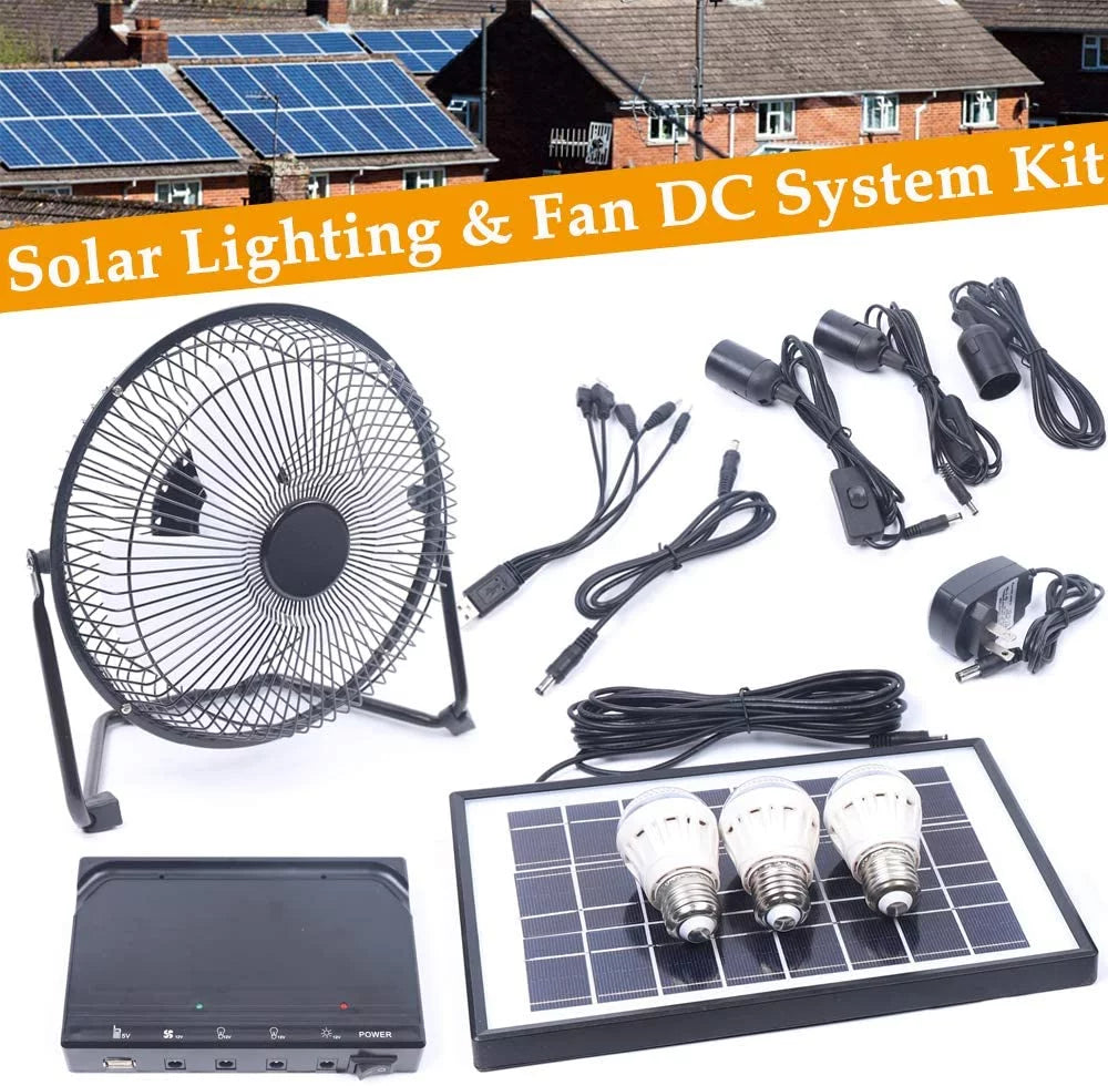 Fan, Bulbs MONIPA 8 12V Ventilation Office Solar Traveling Powered Panel+Fan+3x1W inch Adapter Outdoor Camping Home for Powered Solar Fishing Caravan Portable with