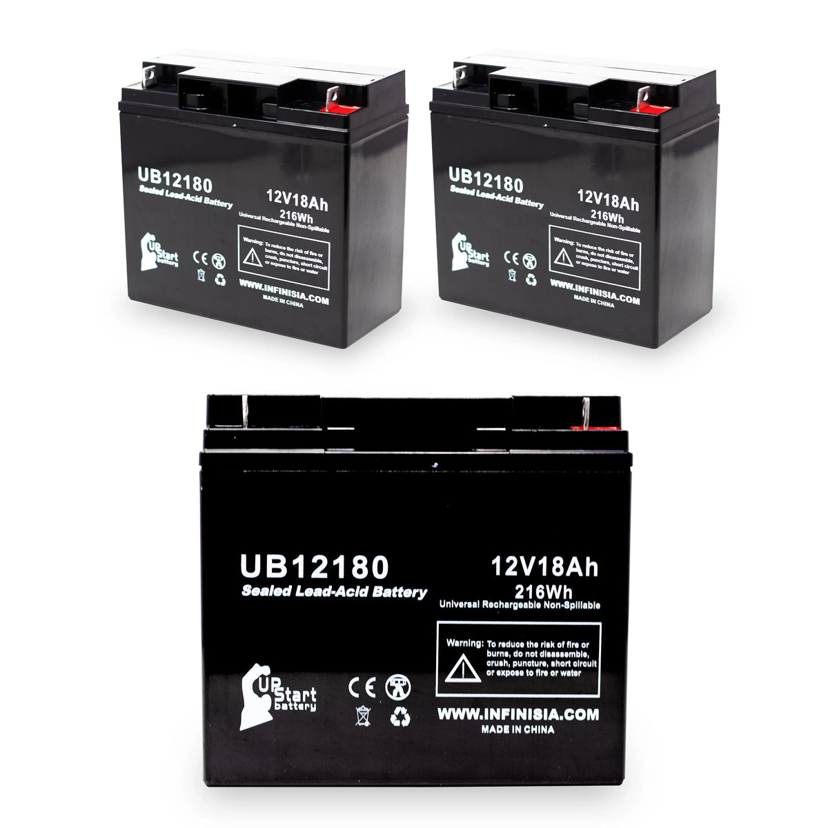 '- 18Ah, Pitcher 3x AGM, Terminal, 18000mAh, Universal CF12V18 Lead UB12180 T4 SLA) Battery Acid Sealed Battery Eagle Pack Compatible (12V, Replacement -