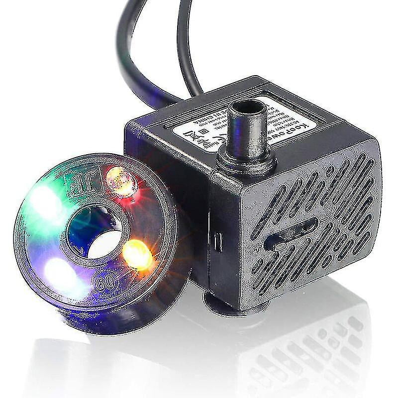 Pump Led, Garden Garden, Pump Pond, Well, Water With Mini Small Fountain 180l/h, Aquarium, 3.5w, Water