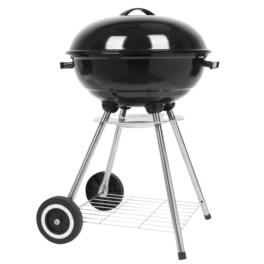 Grill on Wheels, Storage Grate Cooking Steel Outdoor w/ 18 Charcoal Grill with Grill Area, inch Camping BBQ