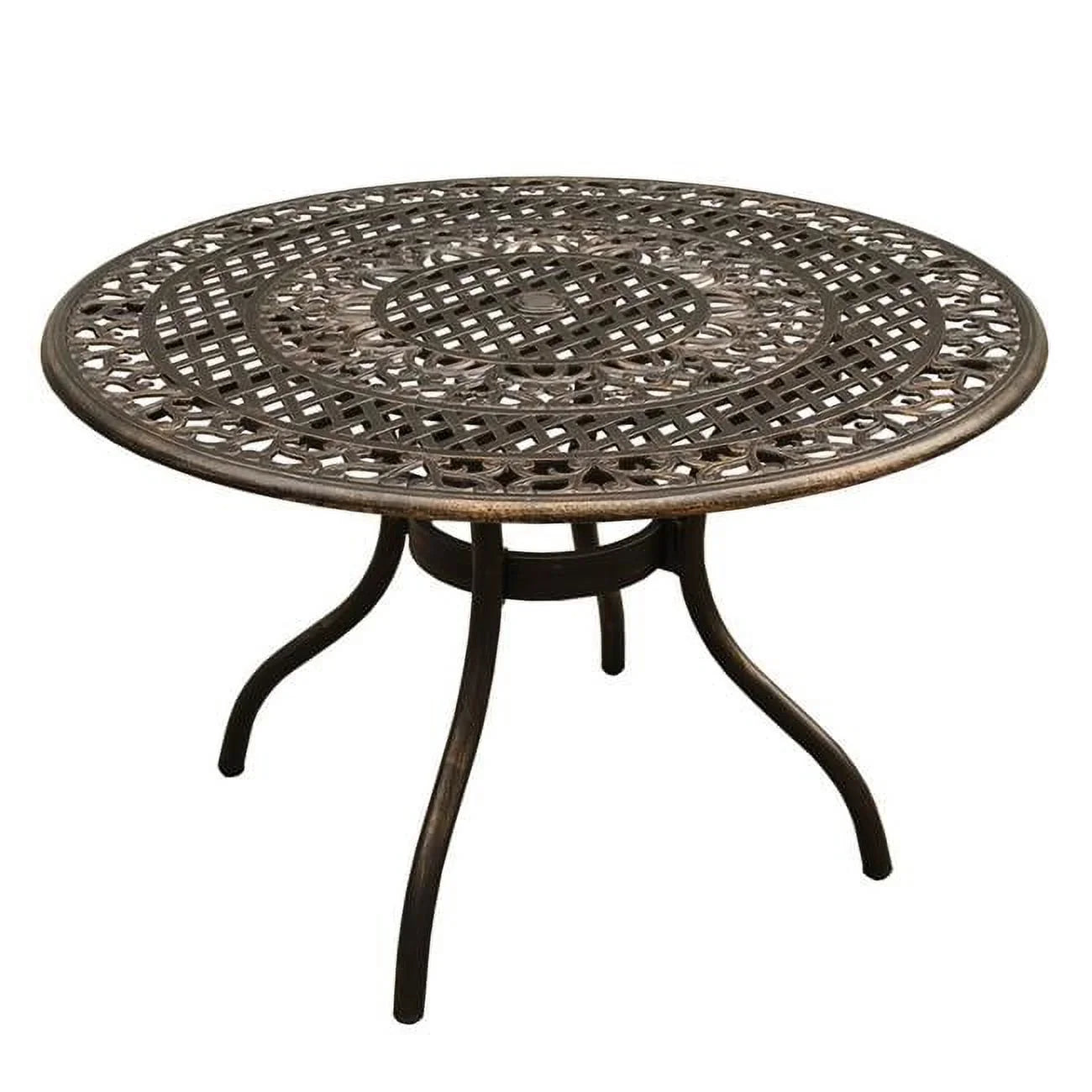Lattice Ornate Outdoor in. Mesh Bronze Traditional 48 Table, Dining Aluminium Round