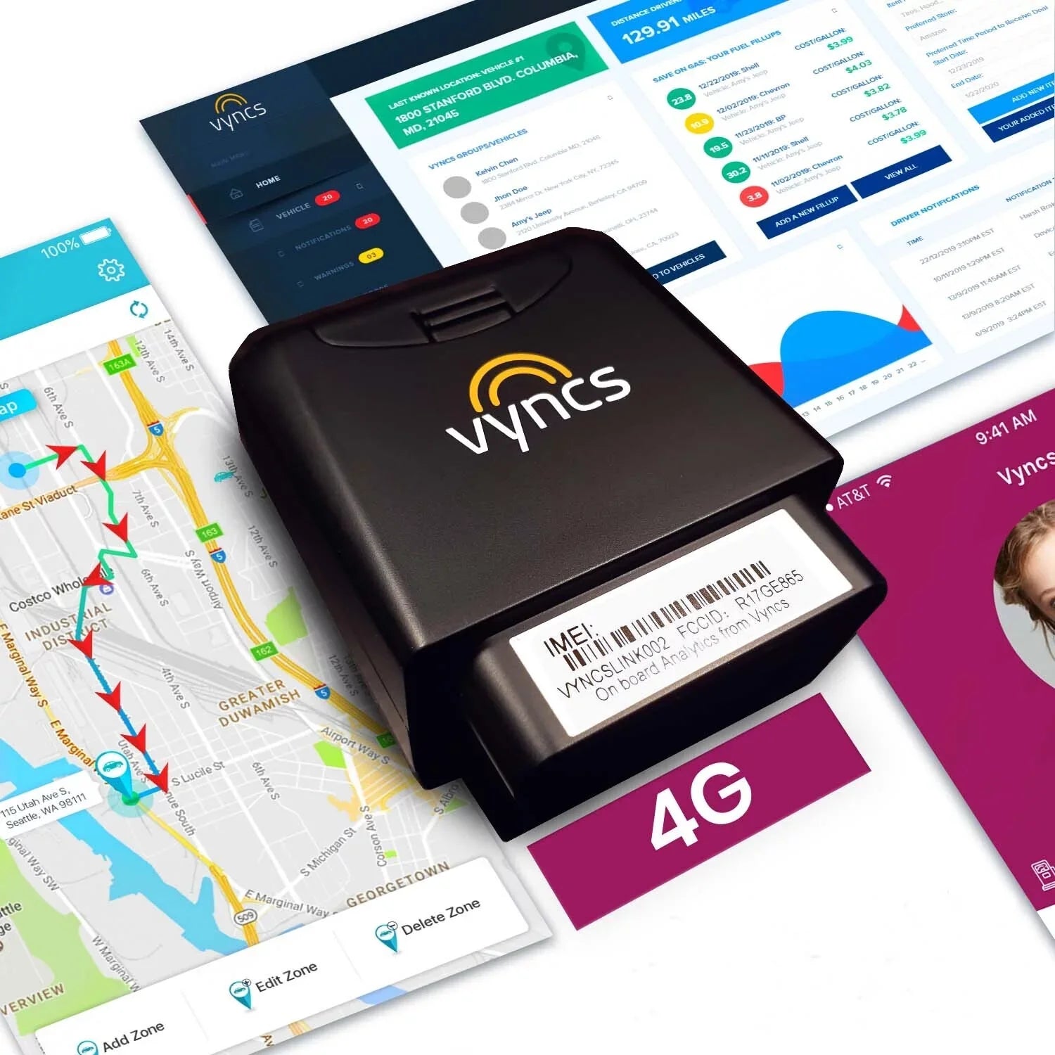 Live Fuel No VyncsPro OBD Seconds Year GPS 60 GPS Included Tracker Teen GPS, Recall, Plan Report. Time 1 Alert, Real Car Unsafe Health, Car Fee Tracker Map, 4G Data Driving Monthly