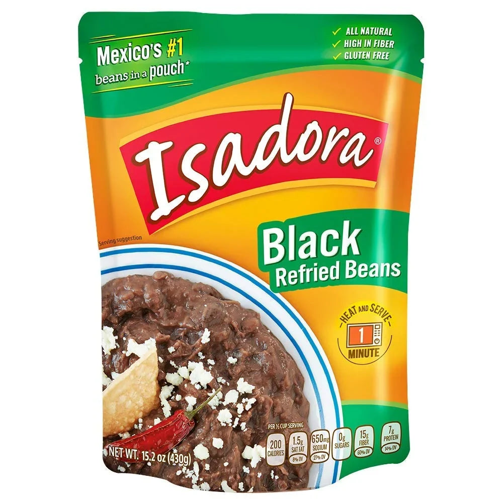 Pouch (Black Pack) Beans, 6 Isadora Refried 15.2oz Beans