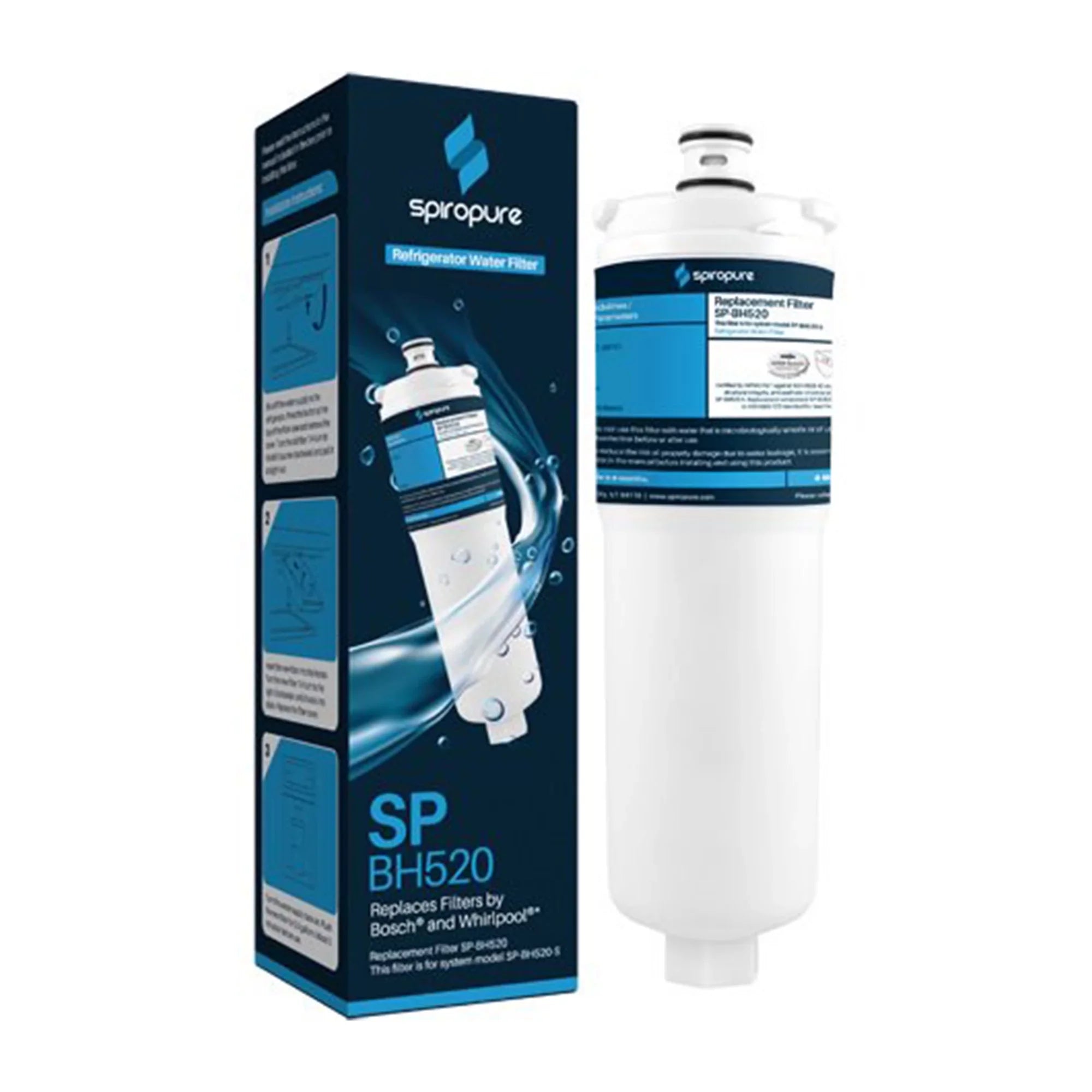 3 SpiroPure SP-BH520-3PK Water Filter Part, Refrigerator Replacement Pack