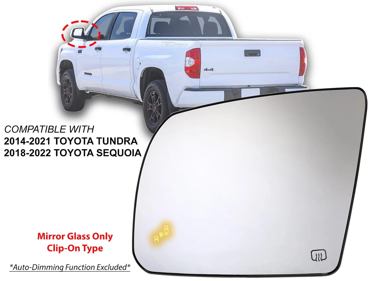 Exterior APA View for Tundra Mirror 879060C010 Sequoia Side TO1324132 2014-2021 Rear 2018-2022 Blind Replacement Heated Left Spot Driver with Power Detection Glass