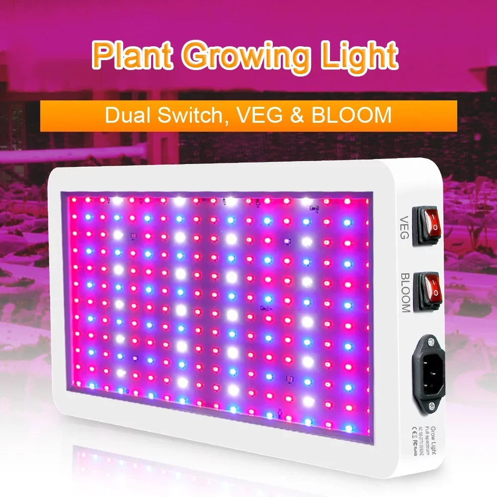 Plant Grow Lamps Dual for Full 2000W Hanging Switch LED LEDs for Spectrum 312 Greenhouse Veg Bloom IP65 Waterproof Light Indoor and Flowers Plants Seedlings Growing