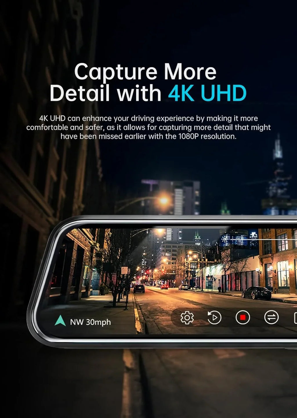 Front Camera 64GB and JOMISE 2160P View K17 Cam 12" Rear Mirror Card HD Assistante GPS Parking Vision Night Ultra 4K Dash Rear