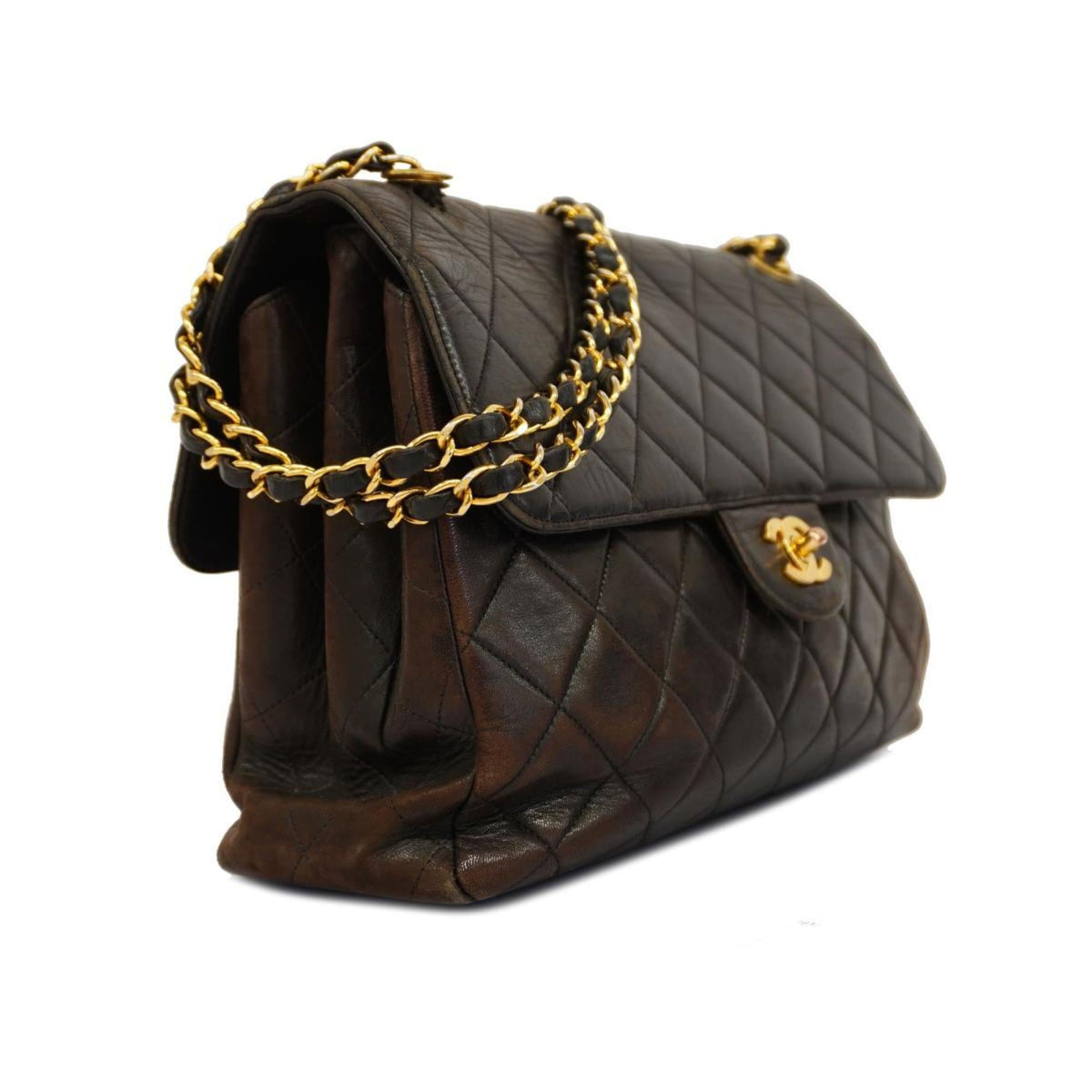 Pre-Owned Double W Bag Black Matelasse Lambskin Face Shoulder (Good) Chanel Women's Chain