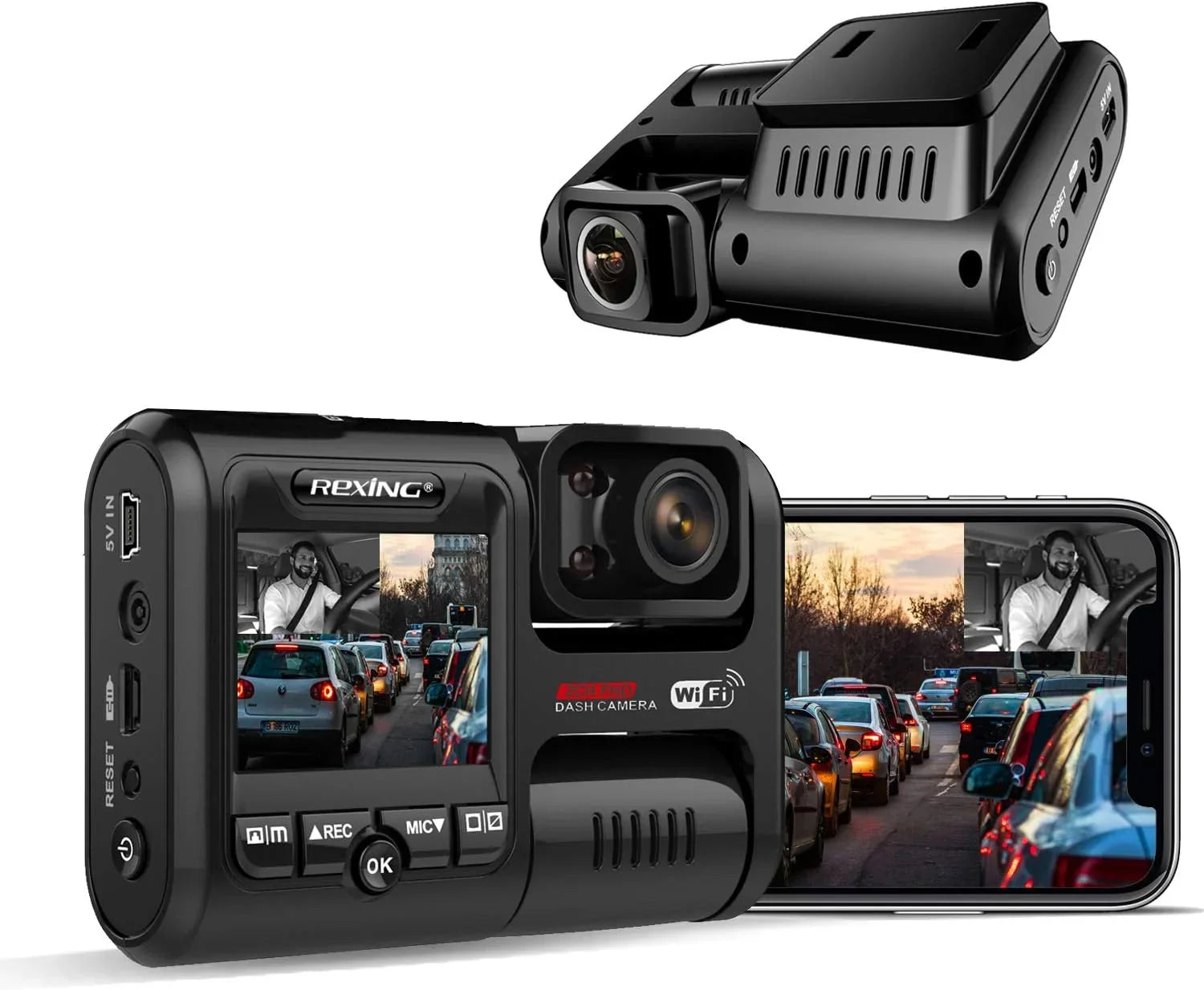 Front Cabin Full Inside HD 1080p Dash and W202 Wi-Fi Rexing Box Open Cam