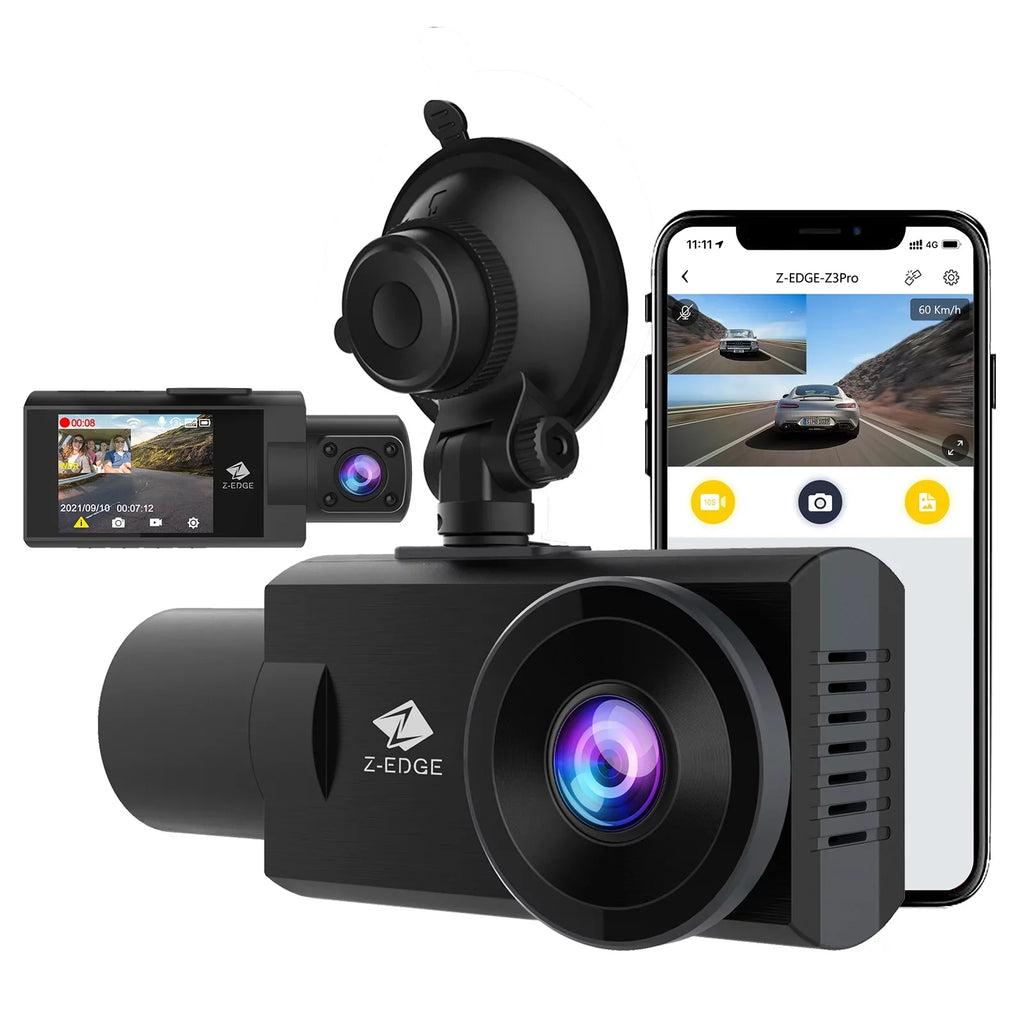 WiFi Version Dual Inside 2K+1080P Dash Cam, Z3Pro Z-Edge New Dash and Front Cam