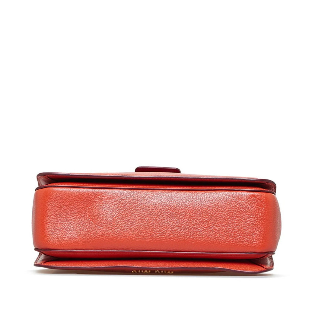 Miu MIUMIU Shoulder Madras (Good) RN0726 Ladies Miu Pre-Owned Bag Bicolor Handbag Leather Red Miu Orange