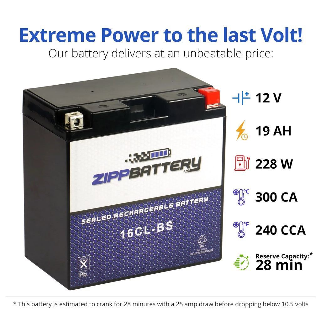 Jet Battery Zipp Models All Polaris Years Yb16cl-bs Battery All Ski Cc for All