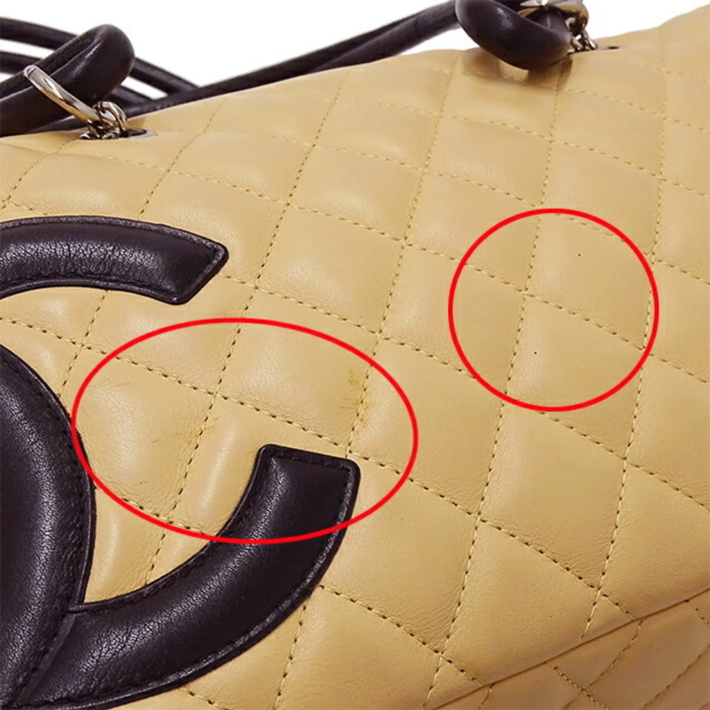 (Fair) Handbag CHANEL Bag Cambon Black Pre-Owned Beige Women's Lambskin