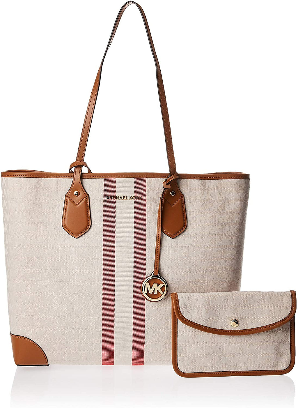 Tote Signature Coated Kors Canvas Eva Large Michael Vanilla Stripe