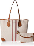 Tote Signature Coated Kors Canvas Eva Large Michael Vanilla Stripe