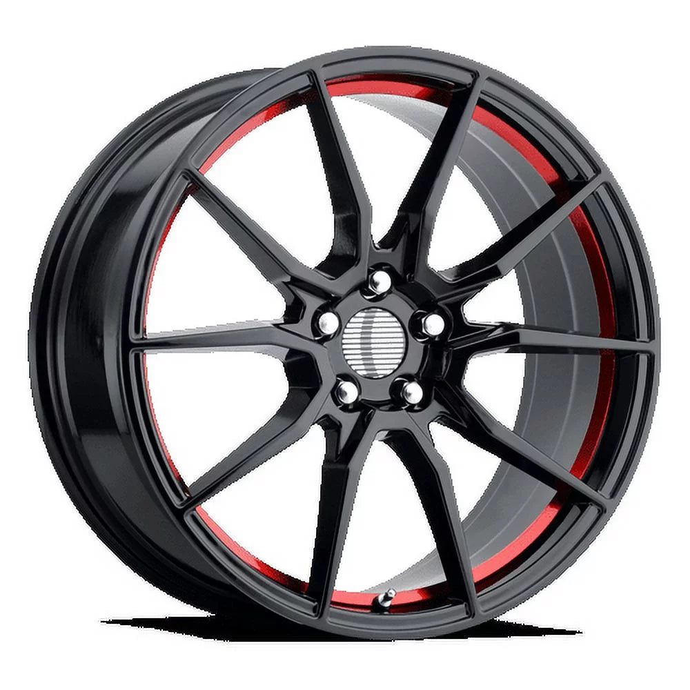 PR193 Machined 193RS-296530 20X9in Gloss Aluminum Finish, OE Red Creations Black Rim