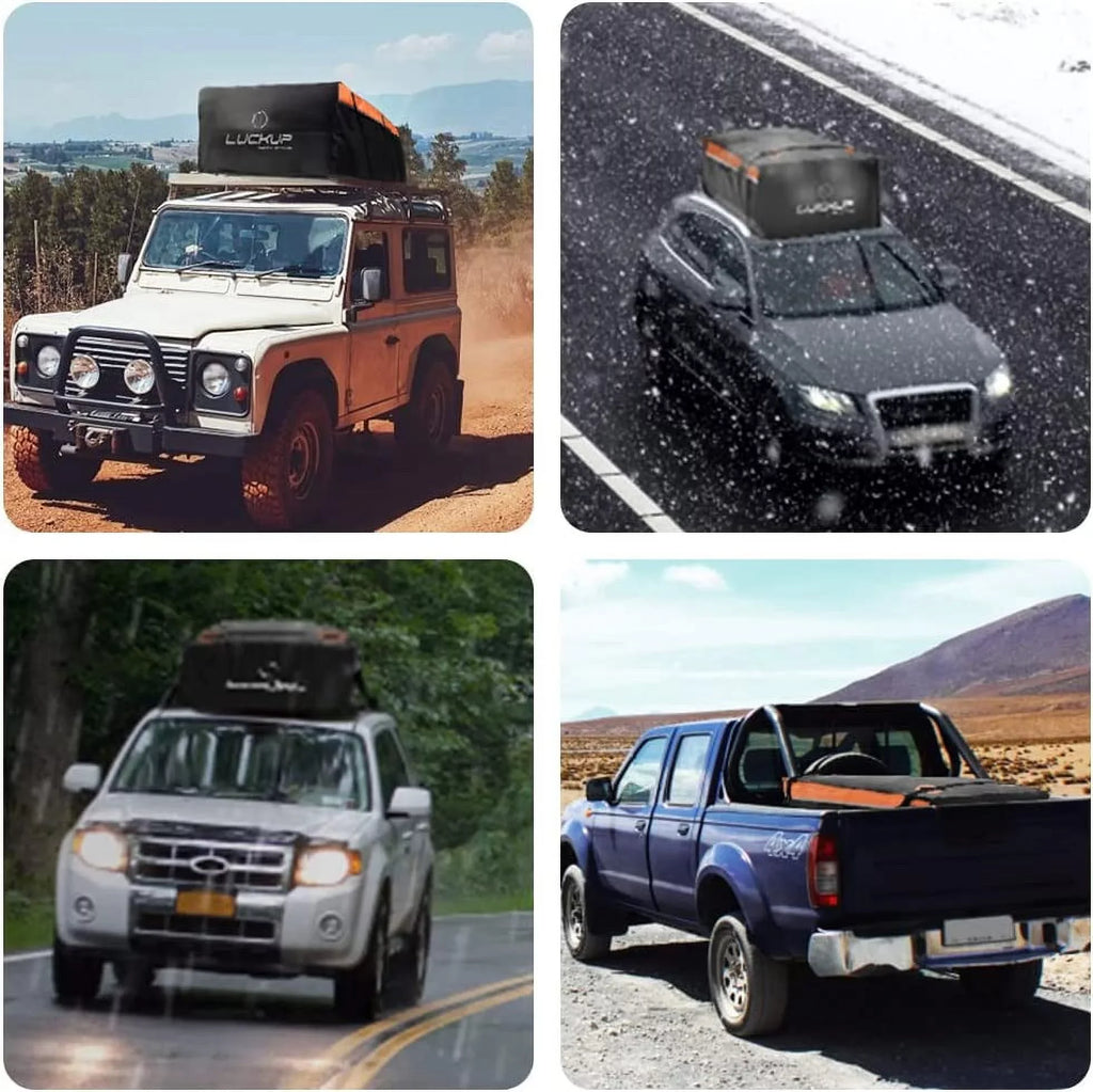 LUCKUP Buckles, Compatible Car Box, Roof Bag,18.5 Heavy Mat, Duty Rooftop All for and Car & Rack (Black Ft Orange) Wide Straps Anti-Slip &Durable Models Waterproof with Cubic Cargo Carrier
