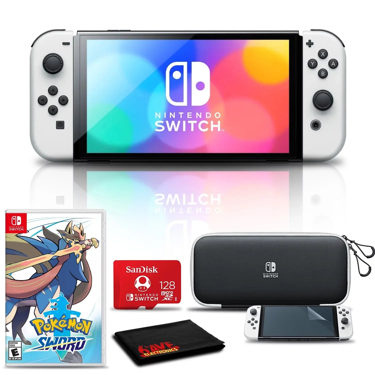 Switch with More Card, OLED Sword, 128GB and White Pokemon Nintendo