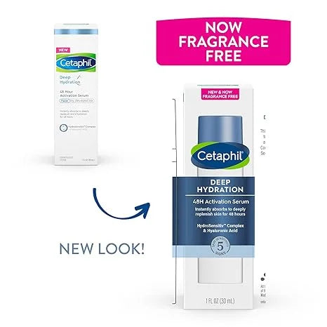 48Hr Brand Face Dry, Recommended B, Activation E Vitamin Hr Moisturizer 1 Deep for & Sensitive Cetaphil With Hyaluronic oz, Acid, Hydration Sensitive 48 fl Serum, Dermatologist Skincare Skin,