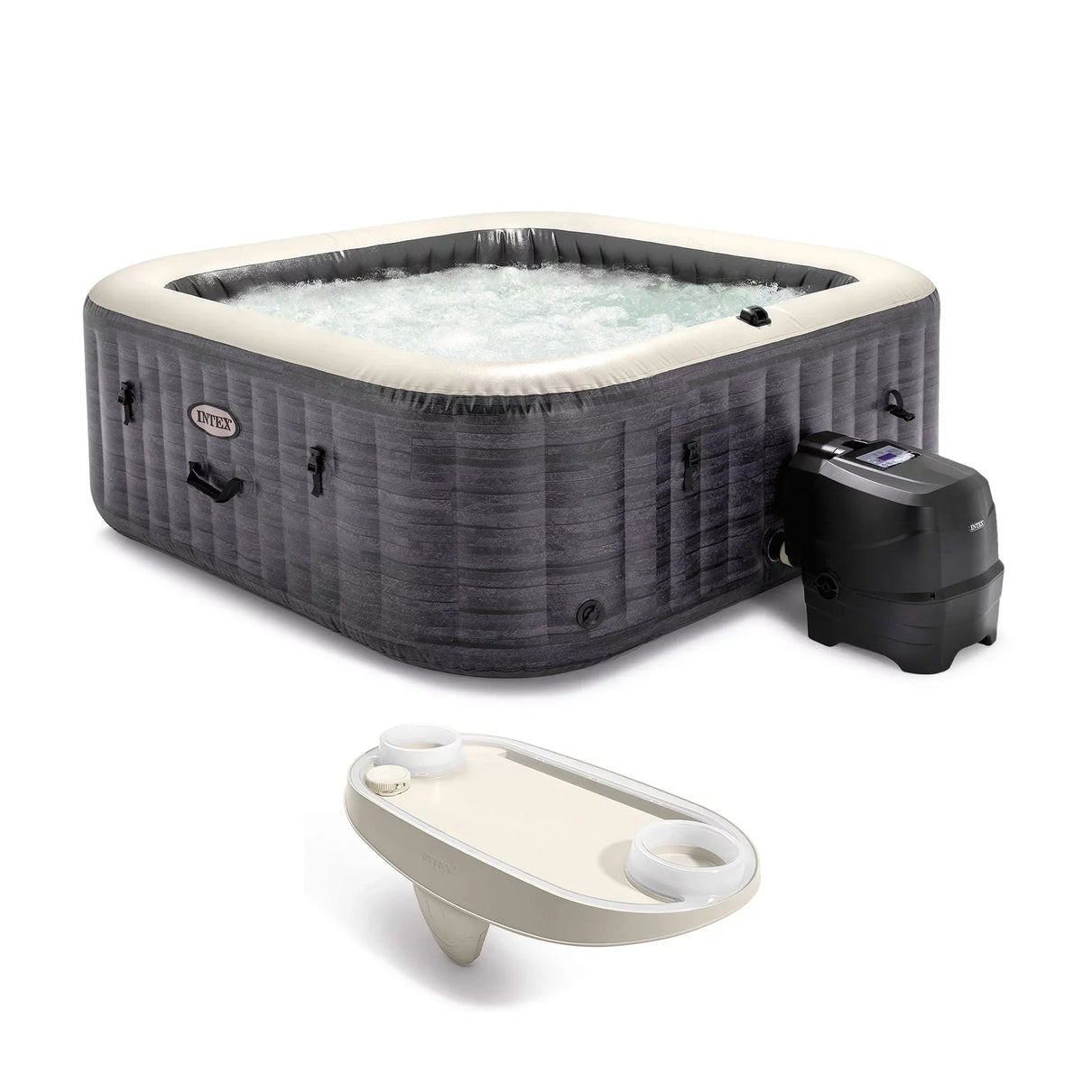 Plus 28", x Intex with Hot Tray PureSpa 94 Phone Inflatable Greystone Tub,
