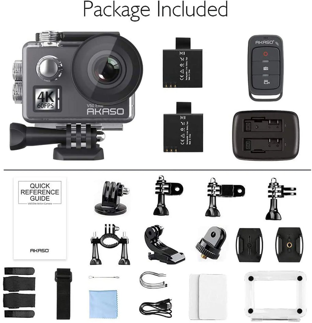 Action 131ft 2.0 EIS V50 Camera, Helmet with Touch Screen Elite Camera and 60fps Accessories Zoom AKASO Underwater Sports Camera 4K 8X