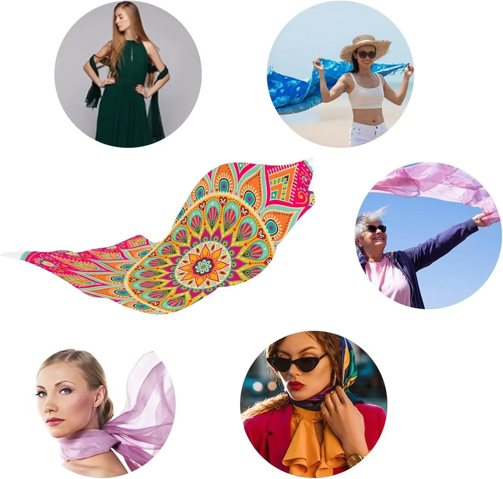 Scarves Floral Neck for Mandala Wrap Scarf Girls Long Hyjoy Shawl Silk Women Lightweight