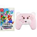 with Bros.™ and Switch Programmable, for Wonder Nintendo Disc Upgraded Jack, Mario Game Pro Headphones Pink, Controller Wakeup Wireless Switch/OLED/Lite Super Turbo,