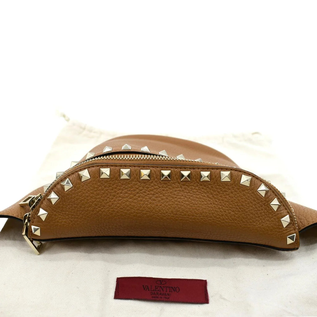 Camel Leather VALENTINO Bag Spike Pre-Loved Belt