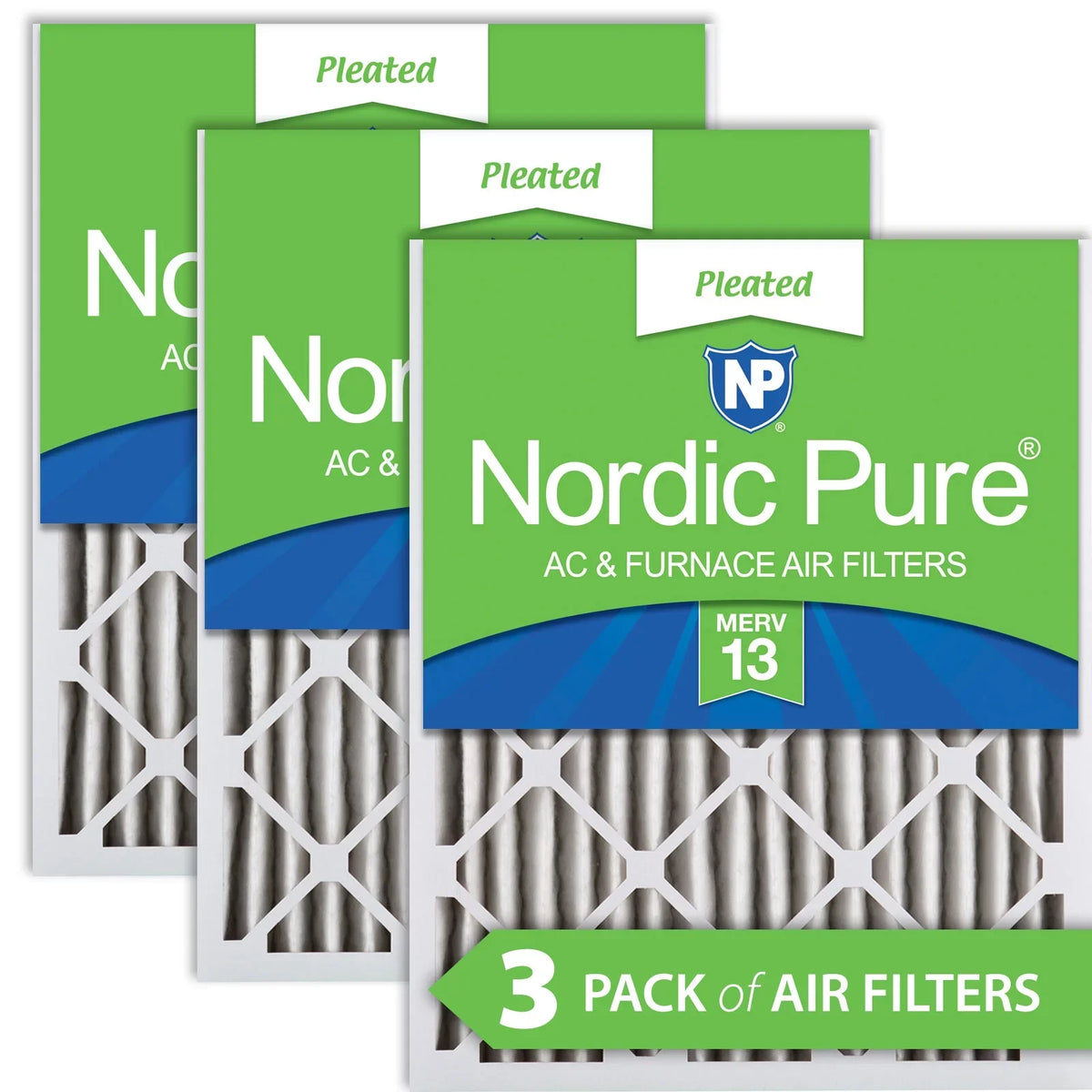 Pack 20x20x2 Filters Air Pleated Pure MERV Nordic 3 13