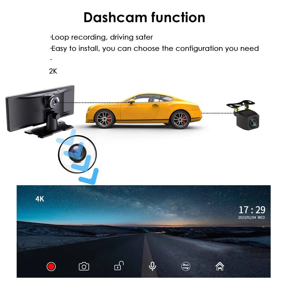 2K Screen Jahy2Tech Auto Dash 10.26'' Camera ". Wifi Car Android Dual DVR Channel Touch Wireless
