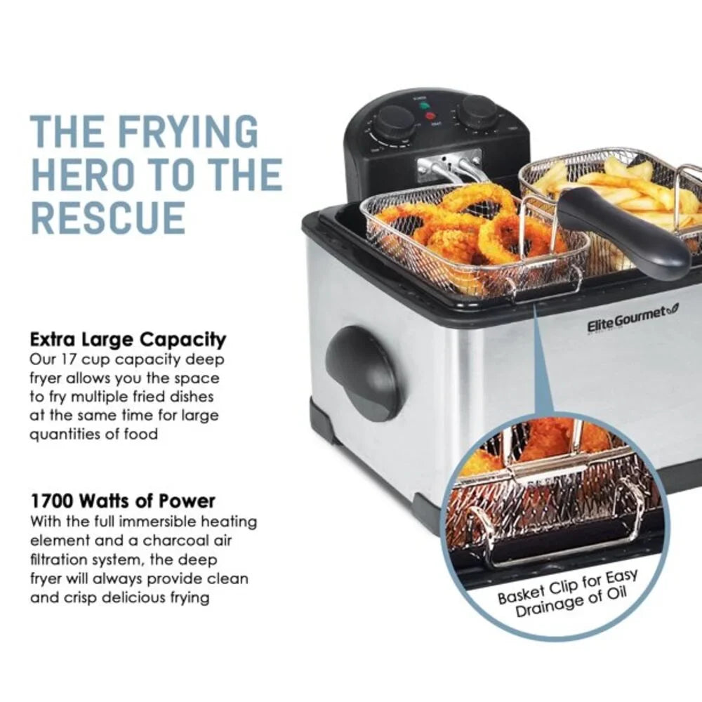 with 4Qt. Platinum Fryer 3 baskets EDF-401T Elite Dual Deep