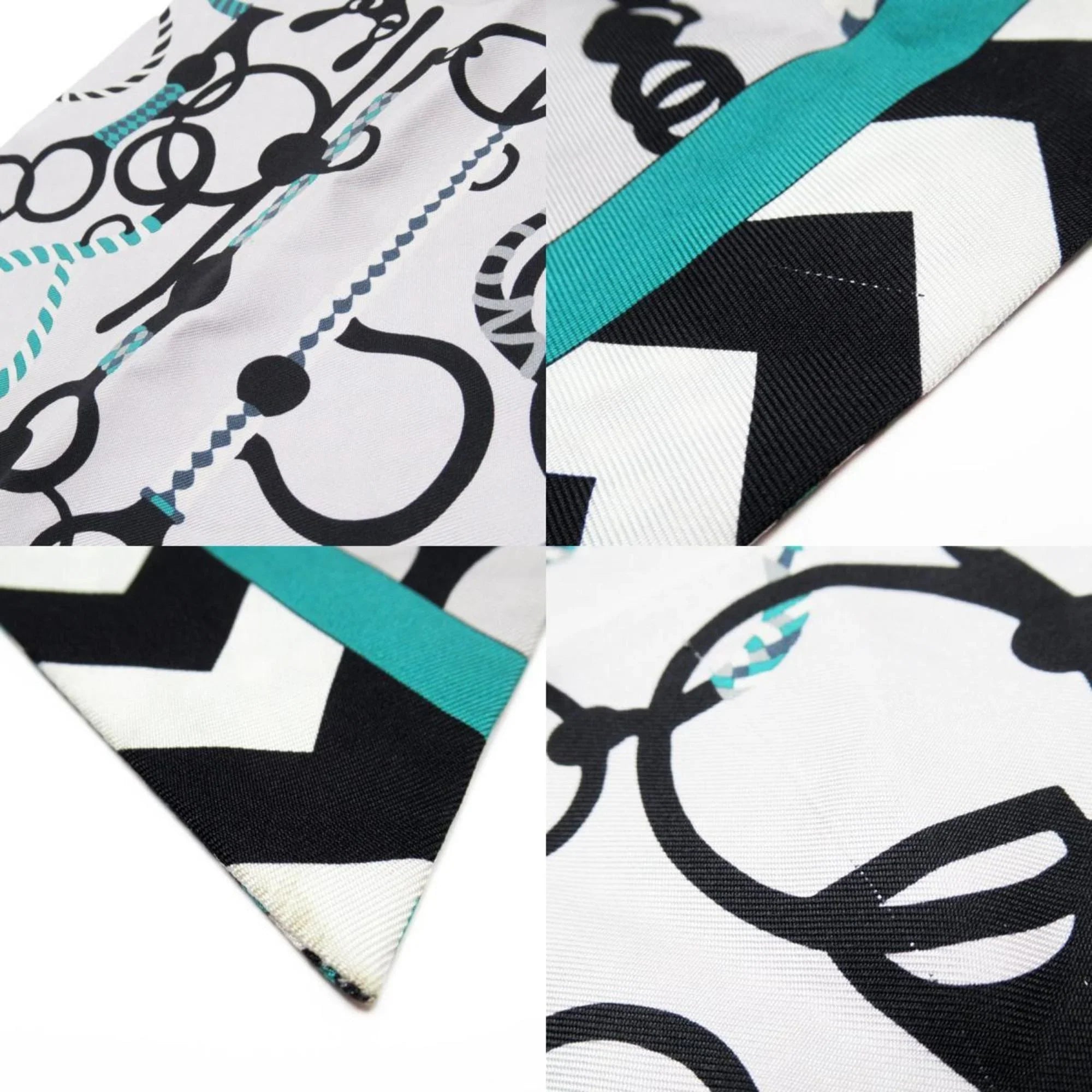 Silk Hermes Maxi Gray/Green/Black Light Pre-Owned Muffler Scarf Women's (Good) Twilly