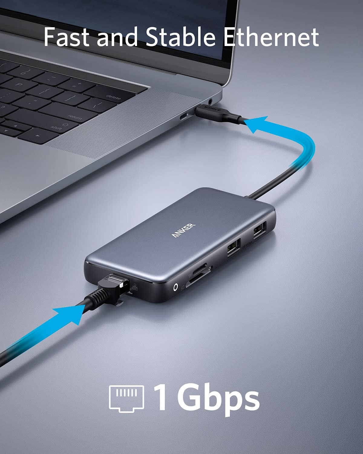 Delivery,4K Adapter Port,SD with USB HDMI,Ethernet Power Card 100W 8-in-1 60Hz Anker Reader Hub C