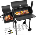 Party Picnic, 2 Offset Camping 6 Area, Grill, Charcoal & Grill 420.SQ.IN Smoker, for Large with Barbecue BBQ Black Grill Barrel Screwdrivers Backyard Hooks Garden Cooking Patio Outdoor -