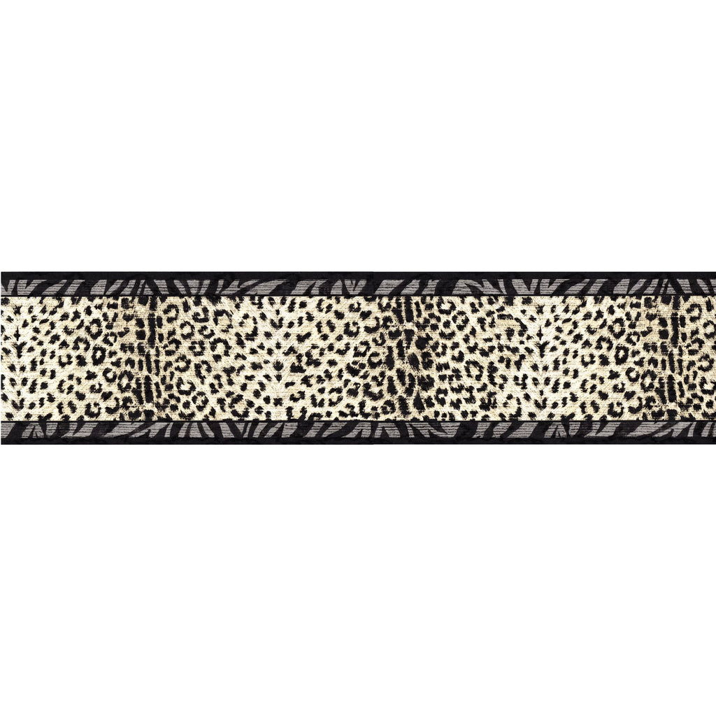 Prints, Animal Black, Trimz Wallpaper Tiger - Border 7" W Prints Gray, Leopard 15' Prints, L x