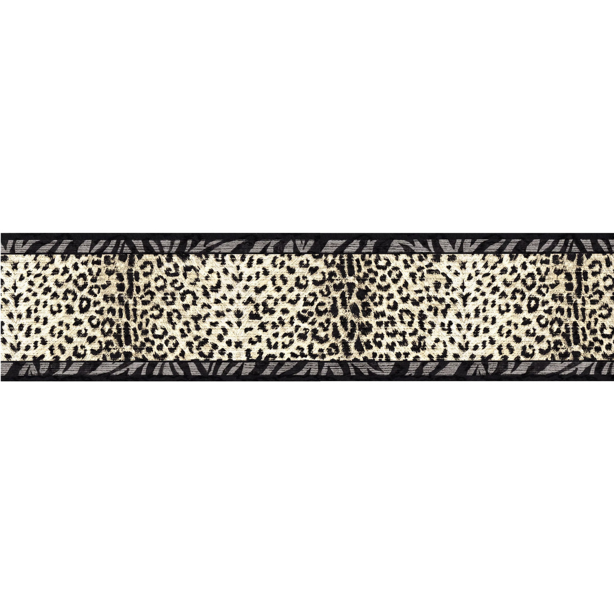 Prints, Animal Black, Trimz Wallpaper Tiger - Border 7" W Prints Gray, Leopard 15' Prints, L x
