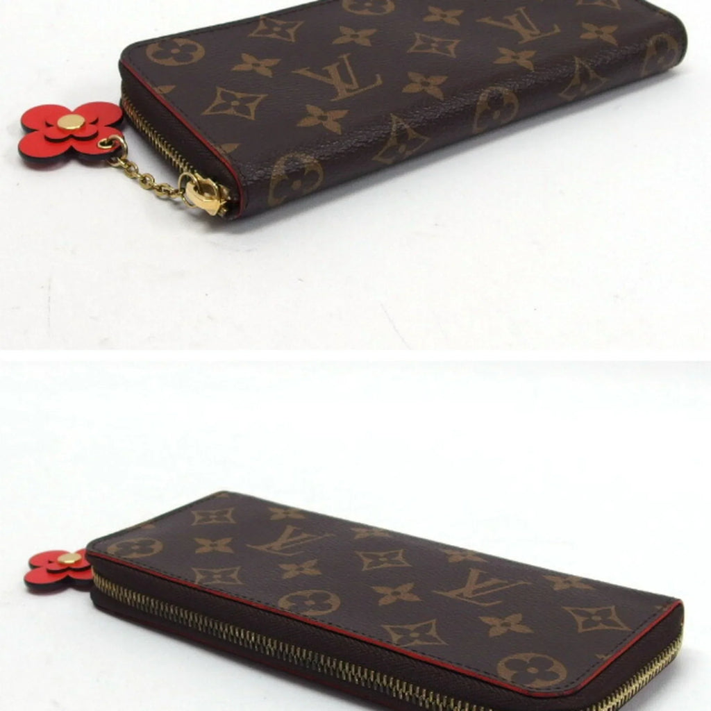 Louis Pre-Owned Clemence Long (Good) Monogram Vuitton Wallet Red Wallet M62940