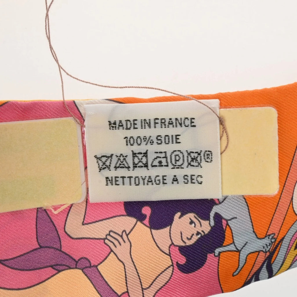 Muffler Volants Twilly (Like Carres HERMES - 100% Scarf Silk Pre-Owned Women's New) Orange/Rose/Mauve