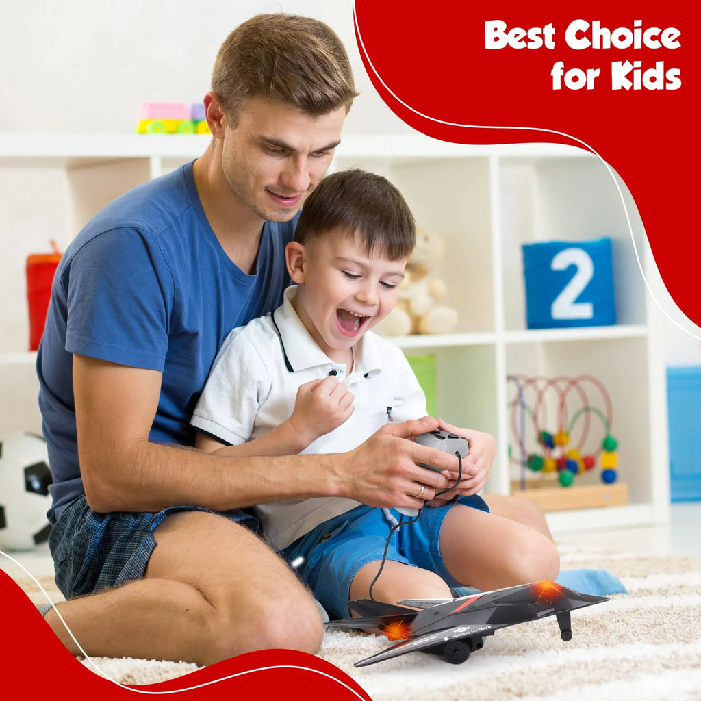 Fighter Toy & Lights Airplane Perfect Toddlers Remote 43" with Wire, Stealth Plane, Wired Ages for Control with Sounds Playkidiz 3+,