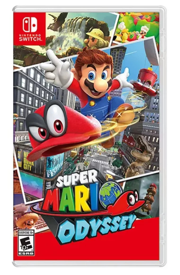 Dual Nintendo Game & Charger Switch Gray Mario Odyssey Joy-Con Console with
