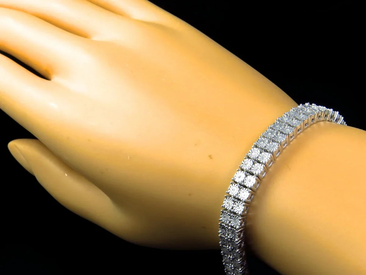 Diamond White Plated 8 Inch Gold in Row Bracelet 2
