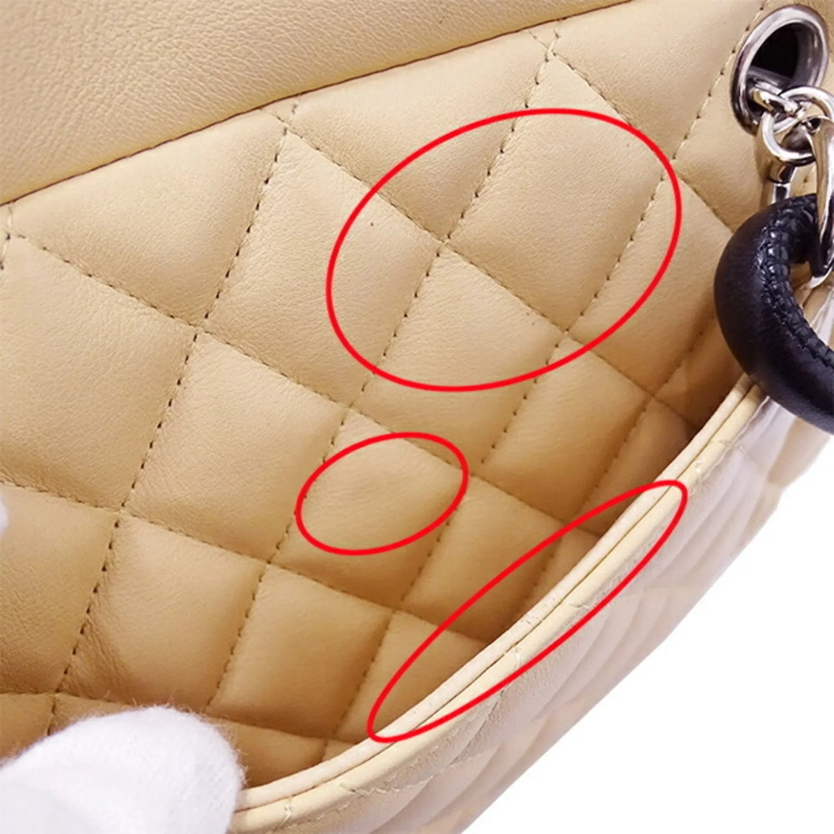 (Fair) Handbag CHANEL Bag Cambon Black Pre-Owned Beige Women's Lambskin