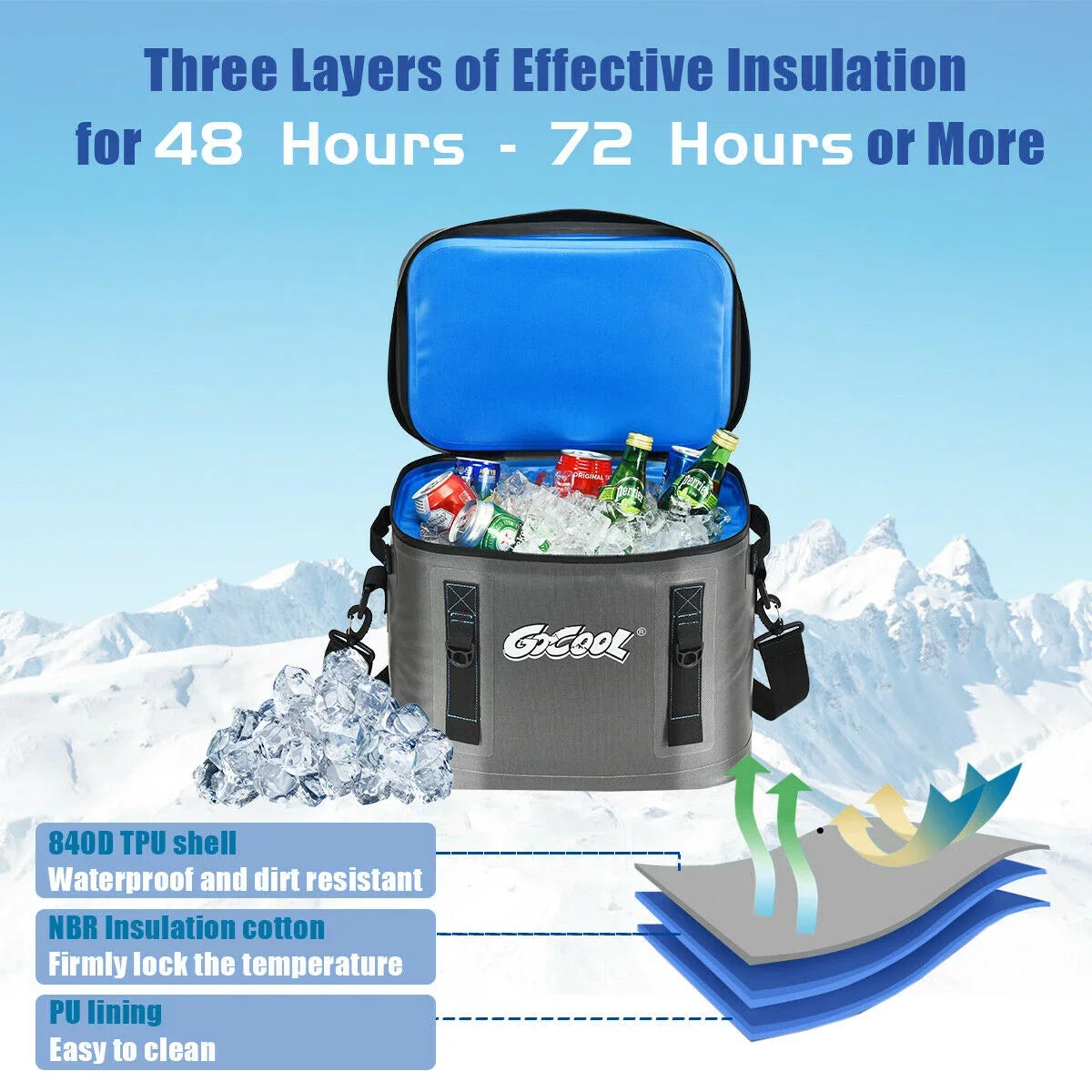 Bag Water-Resistant Leak-Proof For Gymax Insulated 30 Picnic Cans Portable Soft Cooler
