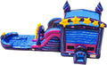Pool Bounce Commercial Water JumpOrange Detachable Deep Lane Slide Dual with Galaxy and Theme (with Grade House Blower),